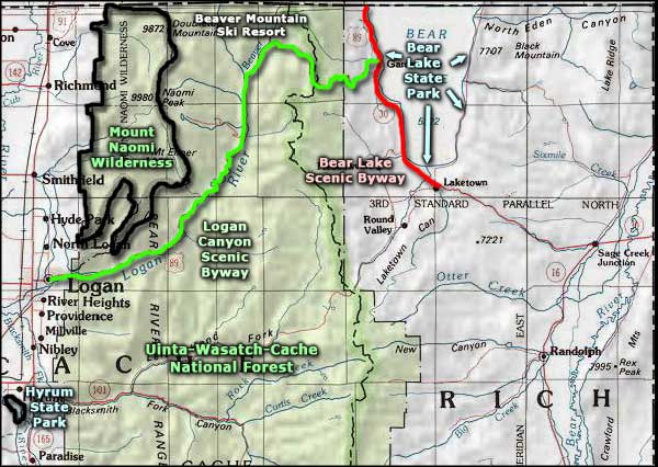 Bear Lake Scenic Byway area map