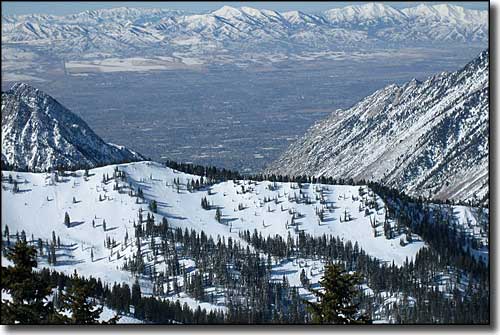 Looking over the Salt Lake Valley from the summit of Snowbird Resort