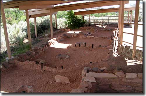 Remains of an Anasazi village at Anasazi State Park Museum in Utah
