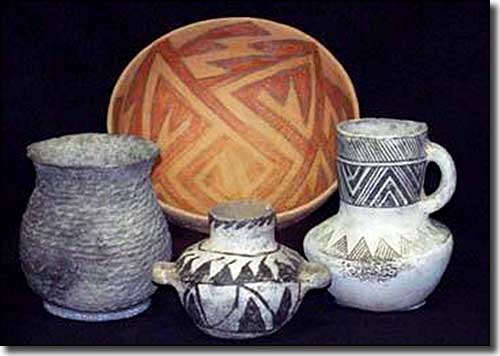 Examples of the Ancestral Puebloan pottery on display at Edge of the Cedars State Park Museum