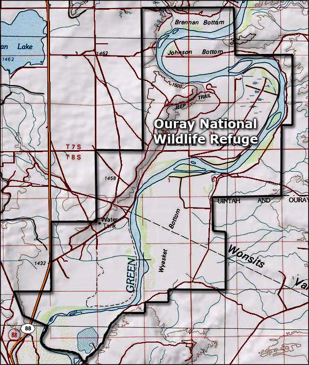 Ouray National Wildlife Refuge area map