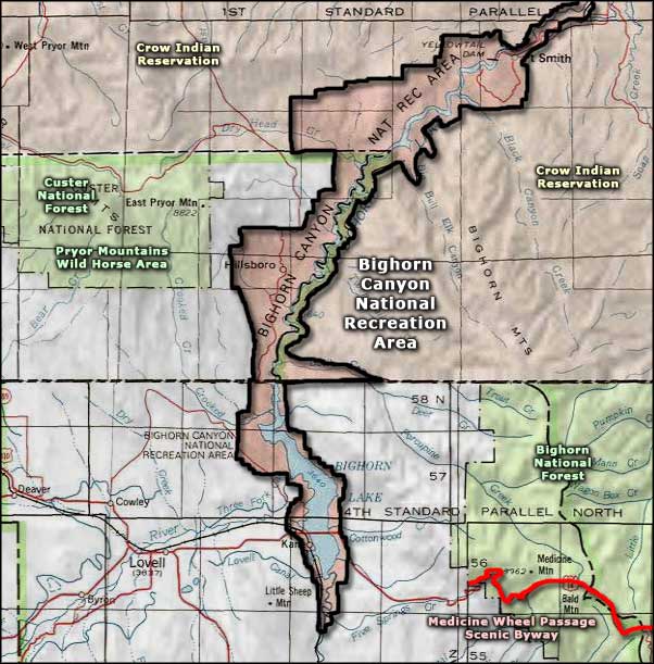 Bighorn Canyon National Recreation Area area map