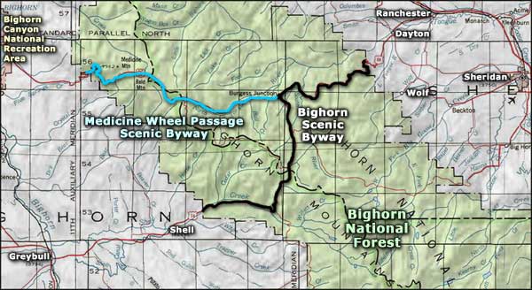 Bighorn Scenic Byway area map