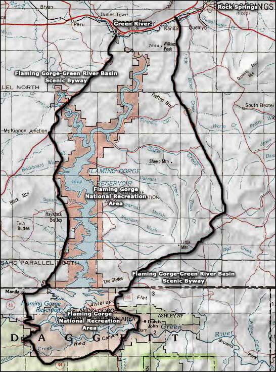 Flaming Gorge-Green River Basin Scenic Byway area map