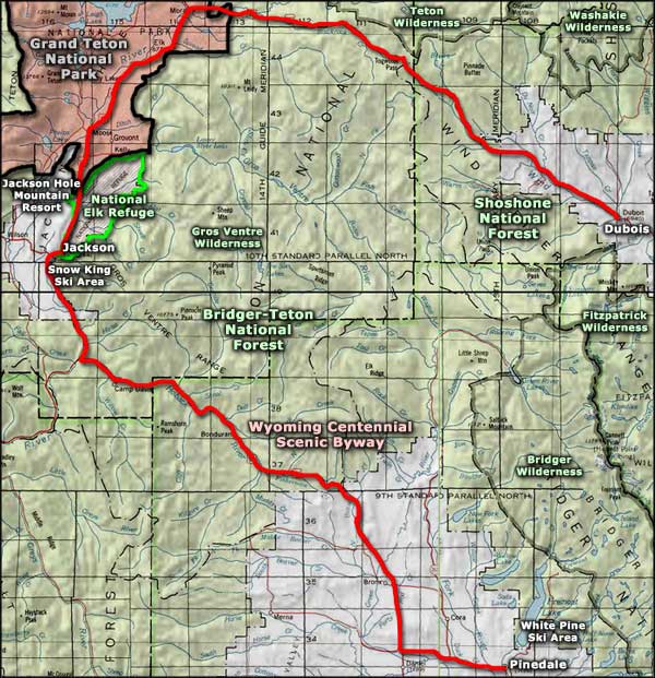 Gros Ventre Wilderness area map