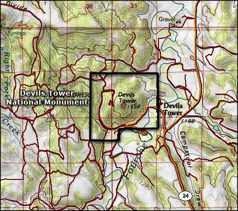 Devils Tower National Monument area map