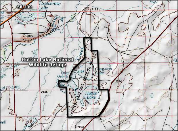 Hutton Lake National Wildlife Refuge map